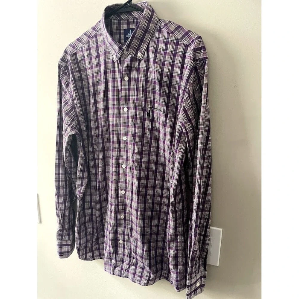 Johnnie-O Men's Long Sleeve Button Down Shirt Green Purple Size Large